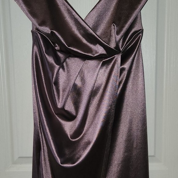 PURPLE OR MAUVE SATIN MIDI DRESS - Picture 3 of 3